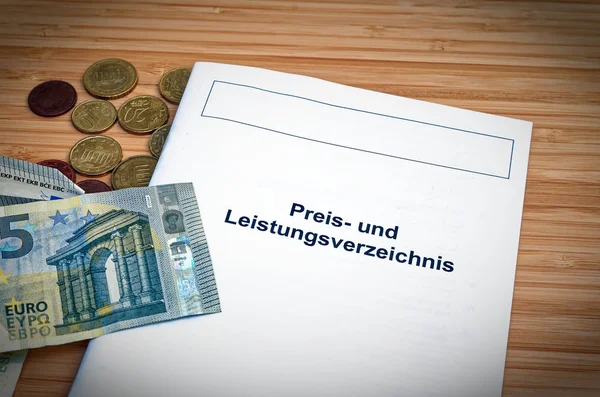 Deutschen Preis Und Leistungsverzeichnis Einer Bank Oder Kreditkarte Englischer Preis Stockfoto