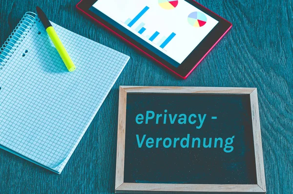 Placa Con Inscripción Alemán Privacy Verordnung Epvo Inglés Privacy Regulation — Foto de Stock