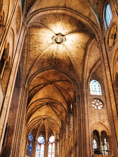 Notre Dame Paris Fransa Avrupa Ile Kilisenin Pencere Modern Optik — Stok fotoğraf