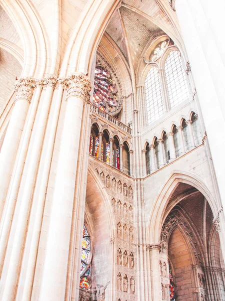 Innenraum Der Notre Dame Paris Frankreich Europa Mit Kirchenfenstern Und — Stockfoto