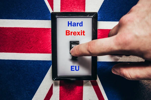 Schalter Mit Brexit Und Englandfahne Und Aufschrift Hard Brexit Und — Stockfoto