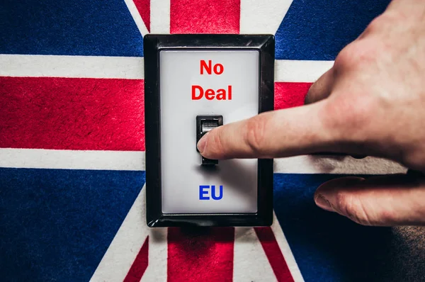 Перемикання Brexit Англії Прапор Напис Немає Угоди — стокове фото