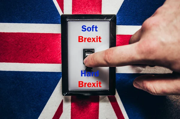 Перемикання Brexit Англії Прапор Напис Brexit Яких Жорстких Brexit — стокове фото