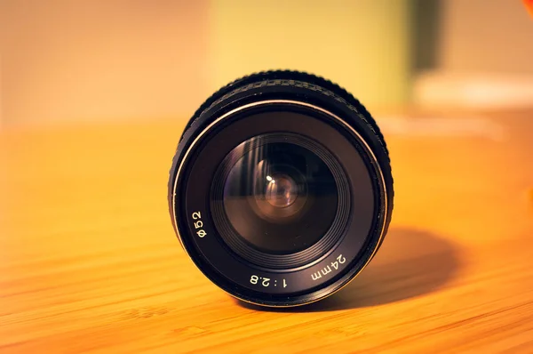 Lens Fixed Focal Length Exposed Background Warm Colors — Stock Photo, Image
