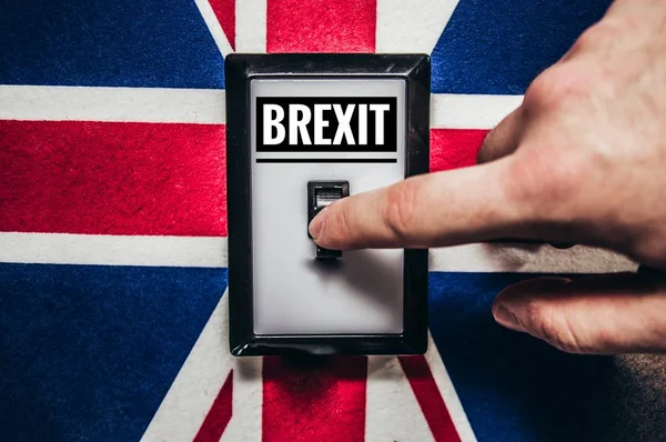 Schalter Mit Brexit Und Englandflagge Und Aufschrift Soft Brexit Und — Stockfoto