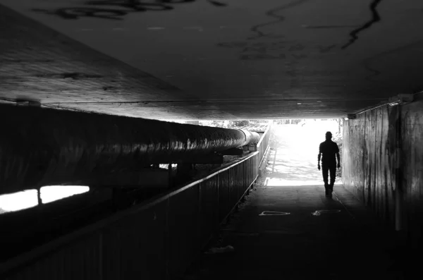 Walkers Tunnel Black View Bright Tunnel Exit — Stock Photo, Image