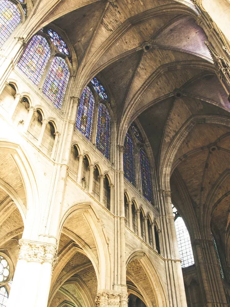 Paris Teki Notre Dame Içi Fransa Kilise Pencereleri Modern Optik — Stok fotoğraf