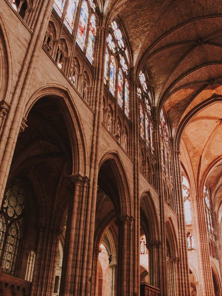 Paris Teki Notre Dame Içi Fransa Kilise Pencereleri Modern Optik — Stok fotoğraf