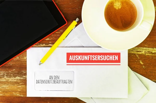 Brief Met Het Duits Den Datenschutzbeauftragten Auskunftsersuchen Het Engels Aan — Stockfoto