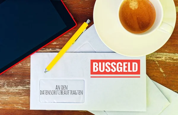 Carta Con Alemán Den Datenschutzbeauftragten Bussgeld Inglés Para Oficial Protección — Foto de Stock