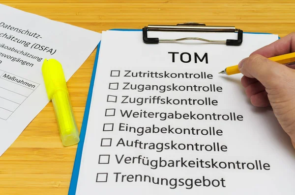 Plate Inscription Tom Technisch Organisatorische Manahmen English Technically Organizational Measures — Stock Photo, Image