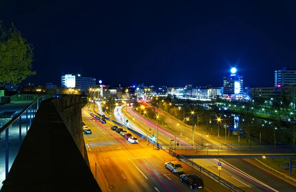 Nuit Autoroute Sarre Sarre Allemagne Europe Avec Parlement Etat Sarre — Photo