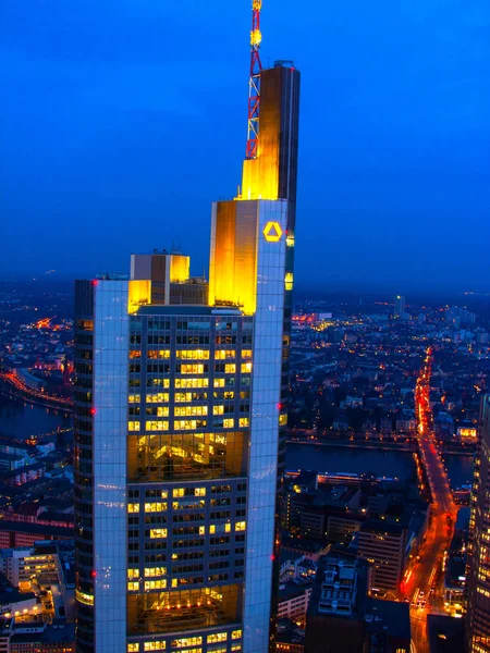 Skyline Frankfurt Con Commerzbank Tower Desde Maintower 2011 —  Fotos de Stock