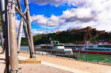 Kale Ehrenbreitstein Koblenz anıt Deutsches Eck Rhine ile Rhine de Rhine-Pfalz Yukarı Orta Ren Vadisi Almanya Avrupa fotoğraflandı 2019.08.15