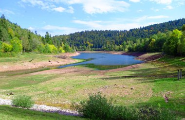 Baden-Wurttemberg'deki Kara Orman'daki Nagold nehrinin Nagoldsperre'i 2017.09.30 tarihinde fotoğraflandı