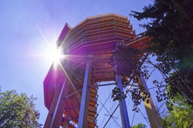 Saar-Lor-Lux Saarland Almanya Avrupa tüm Saarbiegung görünümü ile Orscholz yakınlarındaki Saar Saar Saar Saars Treetop yolu