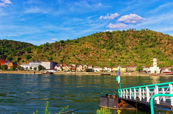 Goarshausen Sur Rhin Goar Rhénanie Palatinat Allemagne Europe Avec Ferry — Photo