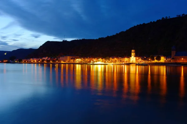 Goarshausen Sur Rhin Goar Rhénanie Palatinat Allemagne Europe Avec Ferry — Photo