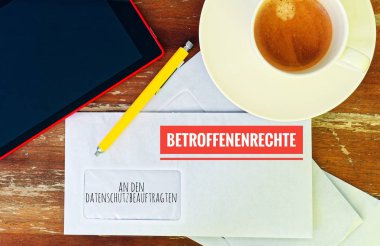 Almanca bir den Datenschutzbeauftragten ve Betroffenrechte İngilizce veri koruma görevlisi ve etkilenen sağ ile Mektup