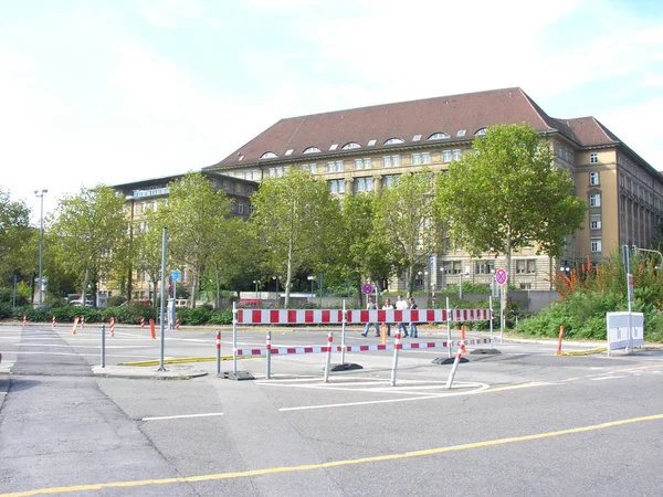 Stuttgart Camp Protestation Avec Gare Principale Stuttgart Chantier Construction Allemagne — Photo