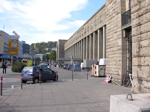 Stuttgart Camp Protestation Avec Gare Principale Stuttgart Chantier Construction Allemagne — Photo