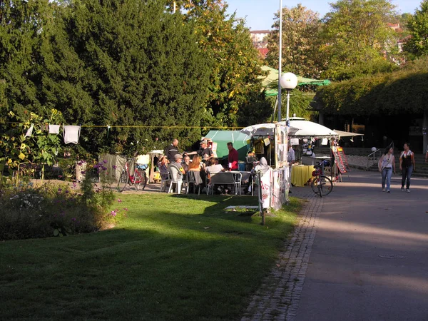 Stuttgart Protesto Kampı Stuttgart Ana Istasyonu Almanya Şantiye Ile Fotoğraflandı — Stok fotoğraf