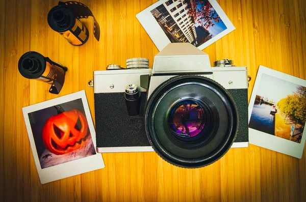 Old Retro Cameras Wood Photographed — Stock Photo, Image
