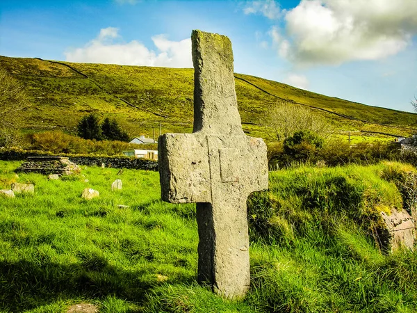 Burial ground cemetery in Ireland with the ruins of an old church Photographed in Cork Ireland 04/19/2006