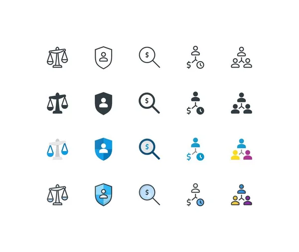 Pixel Perfecto Conjunto Iconos Negocios — Vector de stock