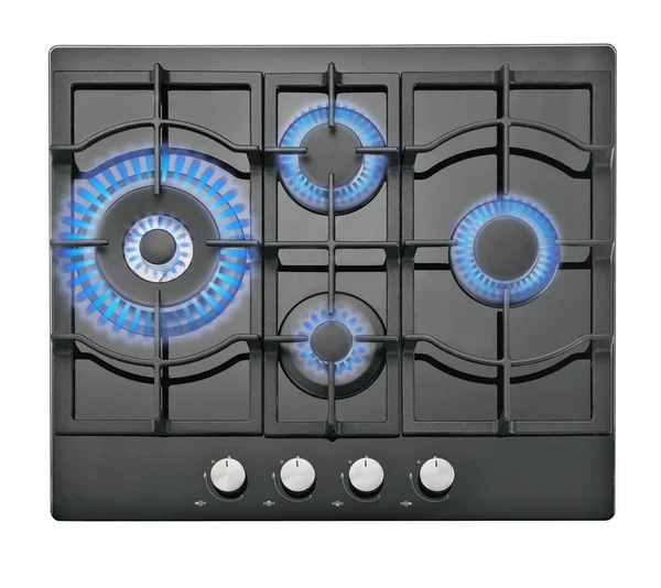 Dört brülörde yangınla birlikte gaz pişirme yüzeyleri