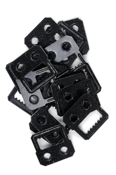 Beyaz bir arka plan üzerinde siyah renk metal bir objektif yuvasının. Yukarıdan görüntülemek.