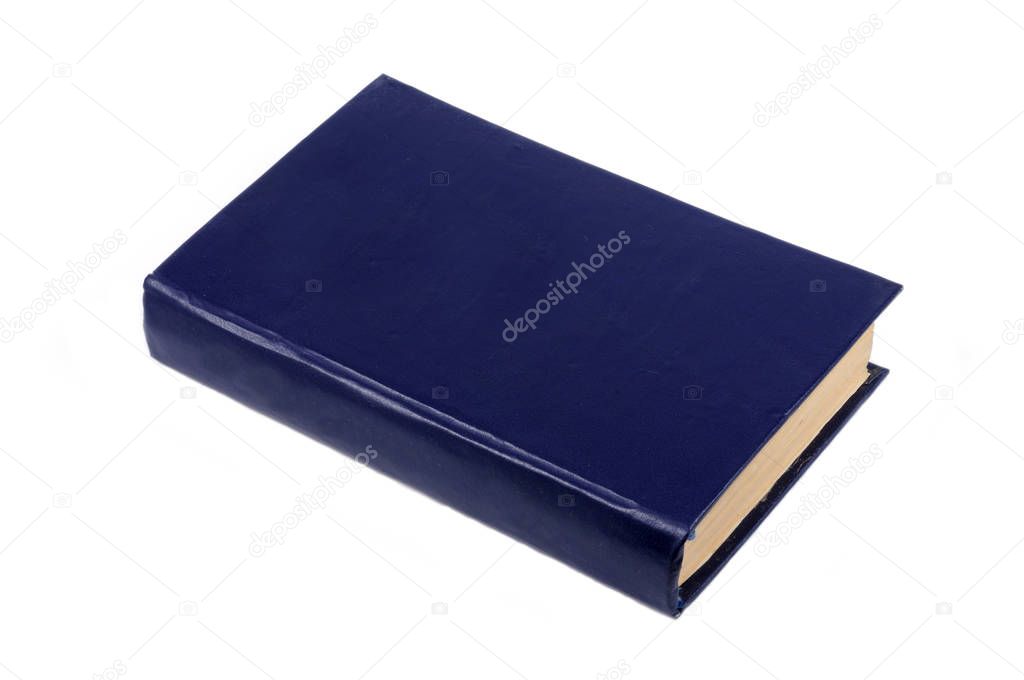 A book in a blue binder is isolated on a white background. Front view.