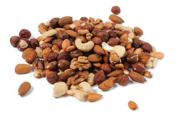 Mix Nuts White Background Front View — Stock Photo, Image