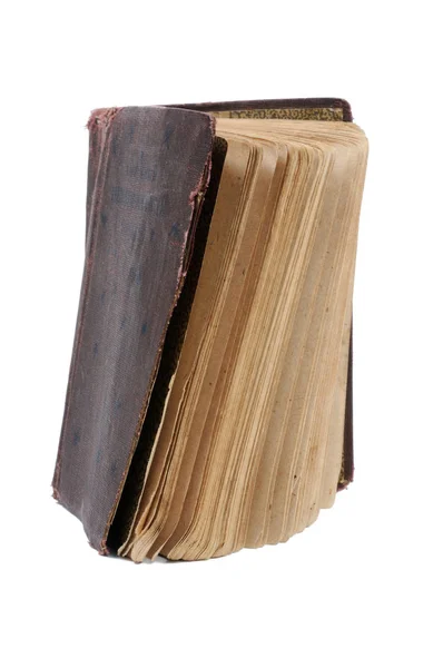 Eski vintage kitap dik beyaz zemin üzerinde. Önden görünüm.