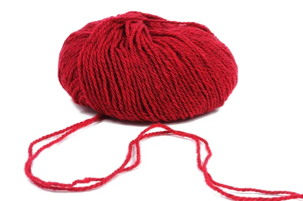 Red Woolen Thread White Background Front View — Stock Photo, Image