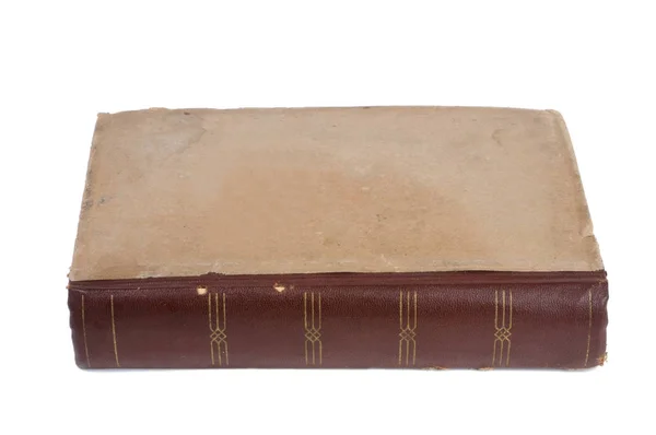 Vecchio Libro Epoca Sfondo Bianco Vista Frontale — Foto Stock