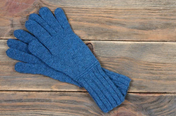 Blue Handmade Gloves View — Stock Photo, Image