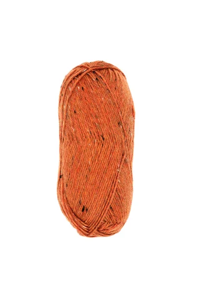 Beyaz arka plan üzerinde izole yün iplikten örme Brown. Yukarıdan görüntülemek.