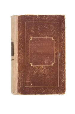 Beyaz arka plan üzerinde izole kahverengi kitap. Yukarıdan görüntülemek.