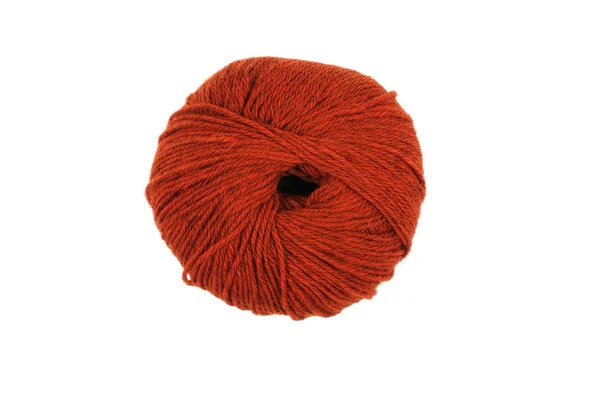 Una Madeja Lana Color Rojo Para Tejer Vista Desde Arriba — Foto de Stock