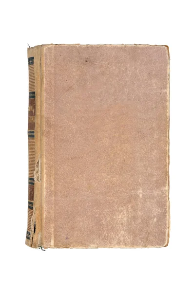 Vecchio Libro Marrone Isolato Uno Sfondo Bianco Vista Dall Alto Foto Stock