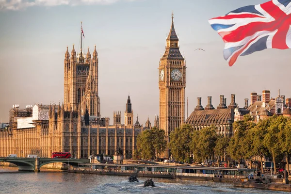 Big Ben Con Barche Londra Inghilterra Regno Unito — Foto Stock