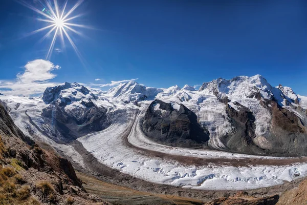 Swiss Alps Glaciers Blue Sky Zermatt Area Switzerland — Stock Photo, Image