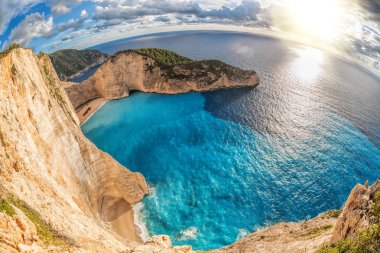 Batık Zakynthos Adası Yunanistan ile Navagio plaj