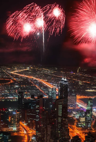 Amazing New Year Fireworks Display Dubai Uae — Stock Photo, Image