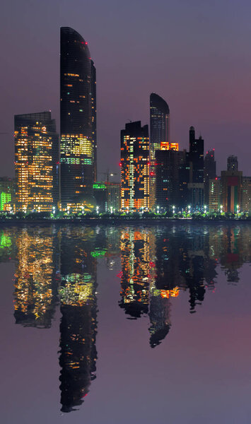 Skyscrapers in the evening, Abu Dhabi, United Arab Emirates