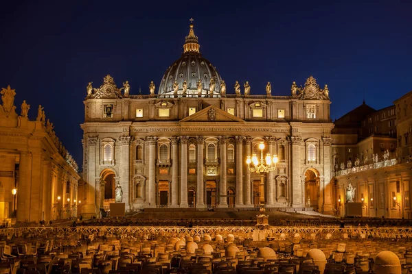 Basilica San Pietro Wieczór Rzym Watykan Włochy — Zdjęcie stockowe