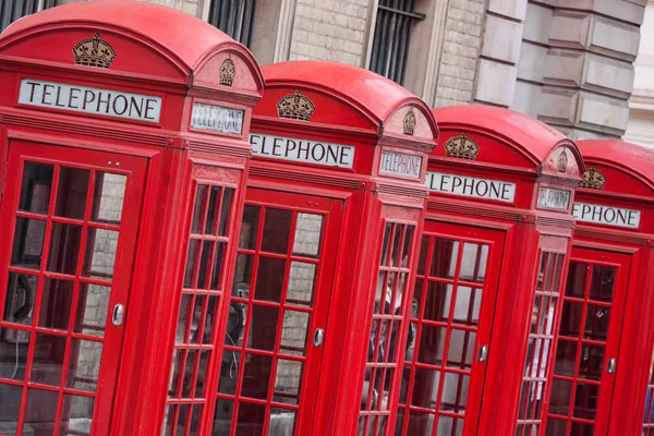 Rote Telefonzellen London England — Stockfoto