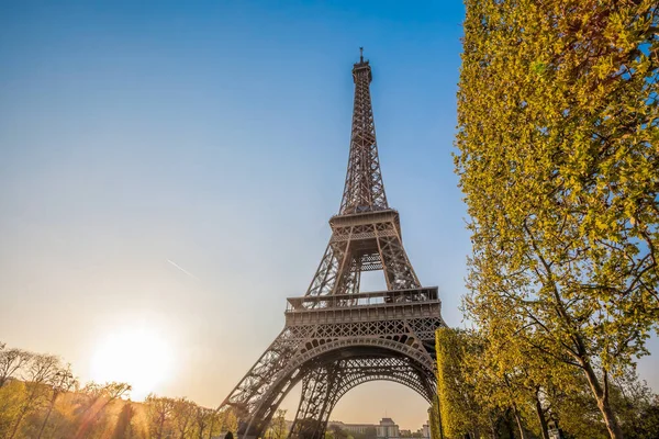 Paris Com Torre Eiffel Contra Folhas Outono França — Fotografia de Stock