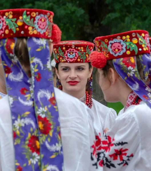 Тимисоара Румыния Июля 2018 Года Деталь Украинского Народного Костюма Женщин — стоковое фото